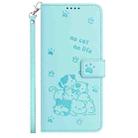 For Samsung Galaxy S25 Ultra 5G Embossed Kitten Phone Leather Case with Lanyard(Mint Green) - 2
