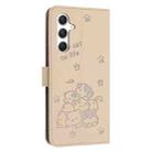 For Samsung Galaxy S25 FE 5G Embossed Kitten Phone Leather Case with Lanyard(Beige) - 3