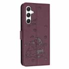 For Samsung Galaxy S25 FE 5G Embossed Kitten Phone Leather Case with Lanyard(Wine Red) - 3