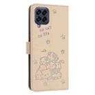 For Samsung Galaxy M33 5G Global Embossed Kitten Phone Leather Case with Lanyard(Beige) - 3