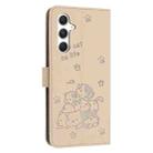 For Samsung Galaxy M35 5G Embossed Kitten Phone Leather Case with Lanyard(Beige) - 3