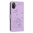 For Samsung Galaxy F06 5G / M06 5G Embossed Kitten Phone Leather Case with Lanyard(Purple) - 3