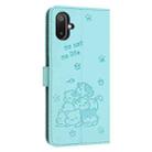 For Samsung Galaxy F06 5G / M06 5G Embossed Kitten Phone Leather Case with Lanyard(Mint Green) - 3