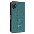 For Samsung Galaxy F06 5G / M06 5G Embossed Kitten Phone Leather Case with Lanyard(Dark Green) - 3