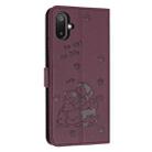 For Samsung Galaxy F06 5G / M06 5G Embossed Kitten Phone Leather Case with Lanyard(Wine Red) - 3