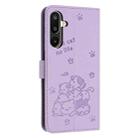 For Samsung Galaxy F16 5G / M16 5G Embossed Kitten Phone Leather Case with Lanyard(Purple) - 3