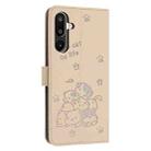 For Samsung Galaxy F16 5G / M16 5G Embossed Kitten Phone Leather Case with Lanyard(Beige) - 3