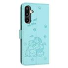 For Samsung Galaxy F16 5G / M16 5G Embossed Kitten Phone Leather Case with Lanyard(Mint Green) - 3