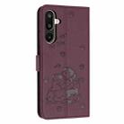 For Samsung Galaxy F16 5G / M16 5G Embossed Kitten Phone Leather Case with Lanyard(Wine Red) - 3