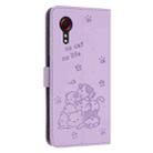 For Samsung Galaxy XCover 5 Embossed Kitten Phone Leather Case with Lanyard(Purple) - 3
