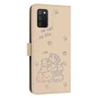 For Samsung Galaxy A02s 166mm Embossed Kitten Phone Leather Case with Lanyard(Beige) - 3