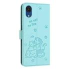 For Samsung Galaxy A03 Core Embossed Kitten Phone Leather Case with Lanyard(Mint Green) - 3