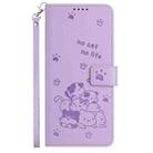 For Samsung Galaxy A06 4G Embossed Kitten Phone Leather Case with Lanyard(Purple) - 2