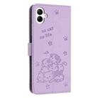 For Samsung Galaxy A06 4G Embossed Kitten Phone Leather Case with Lanyard(Purple) - 3