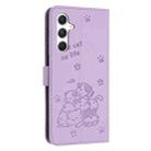 For Samsung Galaxy A15 4G / 5G Embossed Kitten Phone Leather Case with Lanyard(Purple) - 3