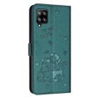 For Samsung Galaxy A22 4G / M32 4G Embossed Kitten Phone Leather Case with Lanyard(Dark Green) - 3