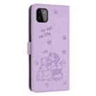 For Samsung Galaxy A22 5G / A22s 5G Embossed Kitten Phone Leather Case with Lanyard(Purple) - 3