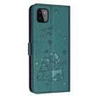 For Samsung Galaxy A22 5G / A22s 5G Embossed Kitten Phone Leather Case with Lanyard(Dark Green) - 3