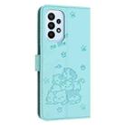 For Samsung Galaxy A23 4G / 5G Embossed Kitten Phone Leather Case with Lanyard(Mint Green) - 3