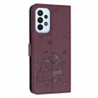 For Samsung Galaxy A32 4G Embossed Kitten Phone Leather Case with Lanyard(Wine Red) - 3