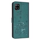For Samsung Galaxy A42 5G / M42 5G Embossed Kitten Phone Leather Case with Lanyard(Dark Green) - 3