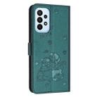 For Samsung Galaxy A52 4G / 5G Embossed Kitten Phone Leather Case with Lanyard(Dark Green) - 3