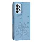 For Samsung Galaxy A53 5G Embossed Kitten Phone Leather Case with Lanyard(Blue) - 3