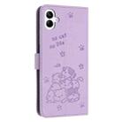 For Samsung Galaxy A07 4G Embossed Kitten Phone Leather Case with Lanyard(Purple) - 3