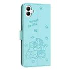 For Samsung Galaxy A07 4G Embossed Kitten Phone Leather Case with Lanyard(Mint Green) - 3