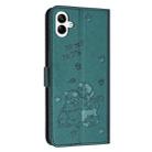 For Samsung Galaxy A07 4G Embossed Kitten Phone Leather Case with Lanyard(Dark Green) - 3