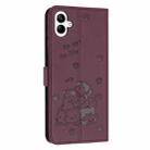 For Samsung Galaxy A07 4G Embossed Kitten Phone Leather Case with Lanyard(Wine Red) - 3