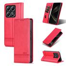 For Xiaomi 14T AZNS Magnetic Calf Texture Flip Leather Phone Case(Red) - 1
