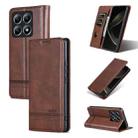For Xiaomi 14T AZNS Magnetic Calf Texture Flip Leather Phone Case(Dark Brown) - 1