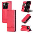 For Xiaomi 15 AZNS Magnetic Calf Texture Flip Leather Phone Case(Red) - 1