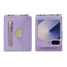 For Samsung Galaxy Z Flip6 POLA Love Buckle Multi-Card Slots Zipper Wallet Phone Case(Purple) - 2