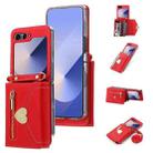 For Samsung Galaxy Z Flip6 POLA Love Buckle Multi-Card Slots Zipper Wallet Phone Case(Red) - 1