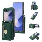 For Samsung Galaxy Z Flip6 POLA Love Buckle Multi-Card Slots Zipper Wallet Phone Case(Green) - 1