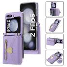 For Samsung Galaxy Z Flip5 POLA Love Buckle Multi-Card Slots Zipper Wallet Phone Case(Purple) - 1