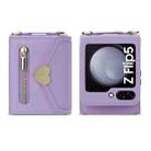 For Samsung Galaxy Z Flip5 POLA Love Buckle Multi-Card Slots Zipper Wallet Phone Case(Purple) - 2