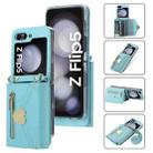 For Samsung Galaxy Z Flip5 POLA Love Buckle Multi-Card Slots Zipper Wallet Phone Case(Blue) - 1