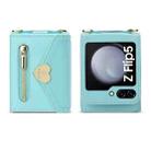 For Samsung Galaxy Z Flip5 POLA Love Buckle Multi-Card Slots Zipper Wallet Phone Case(Blue) - 2