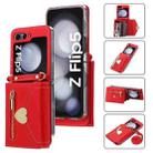 For Samsung Galaxy Z Flip5 POLA Love Buckle Multi-Card Slots Zipper Wallet Phone Case(Red) - 1