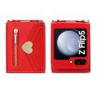 For Samsung Galaxy Z Flip5 POLA Love Buckle Multi-Card Slots Zipper Wallet Phone Case(Red) - 2