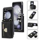 For Samsung Galaxy Z Flip5 POLA Love Buckle Multi-Card Slots Zipper Wallet Phone Case(Black) - 1