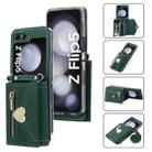 For Samsung Galaxy Z Flip5 POLA Love Buckle Multi-Card Slots Zipper Wallet Phone Case(Green) - 1