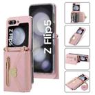 For Samsung Galaxy Z Flip5 POLA Love Buckle Multi-Card Slots Zipper Wallet Phone Case(Pink) - 1