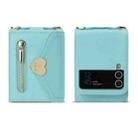 For Samsung Galaxy Z Flip4 POLA Love Buckle Multi-Card Slots Zipper Wallet Phone Case(Blue) - 2