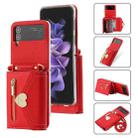 For Samsung Galaxy Z Flip4 POLA Love Buckle Multi-Card Slots Zipper Wallet Phone Case(Red) - 1