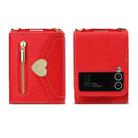 For Samsung Galaxy Z Flip4 POLA Love Buckle Multi-Card Slots Zipper Wallet Phone Case(Red) - 2