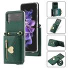 For Samsung Galaxy Z Flip4 POLA Love Buckle Multi-Card Slots Zipper Wallet Phone Case(Green) - 1